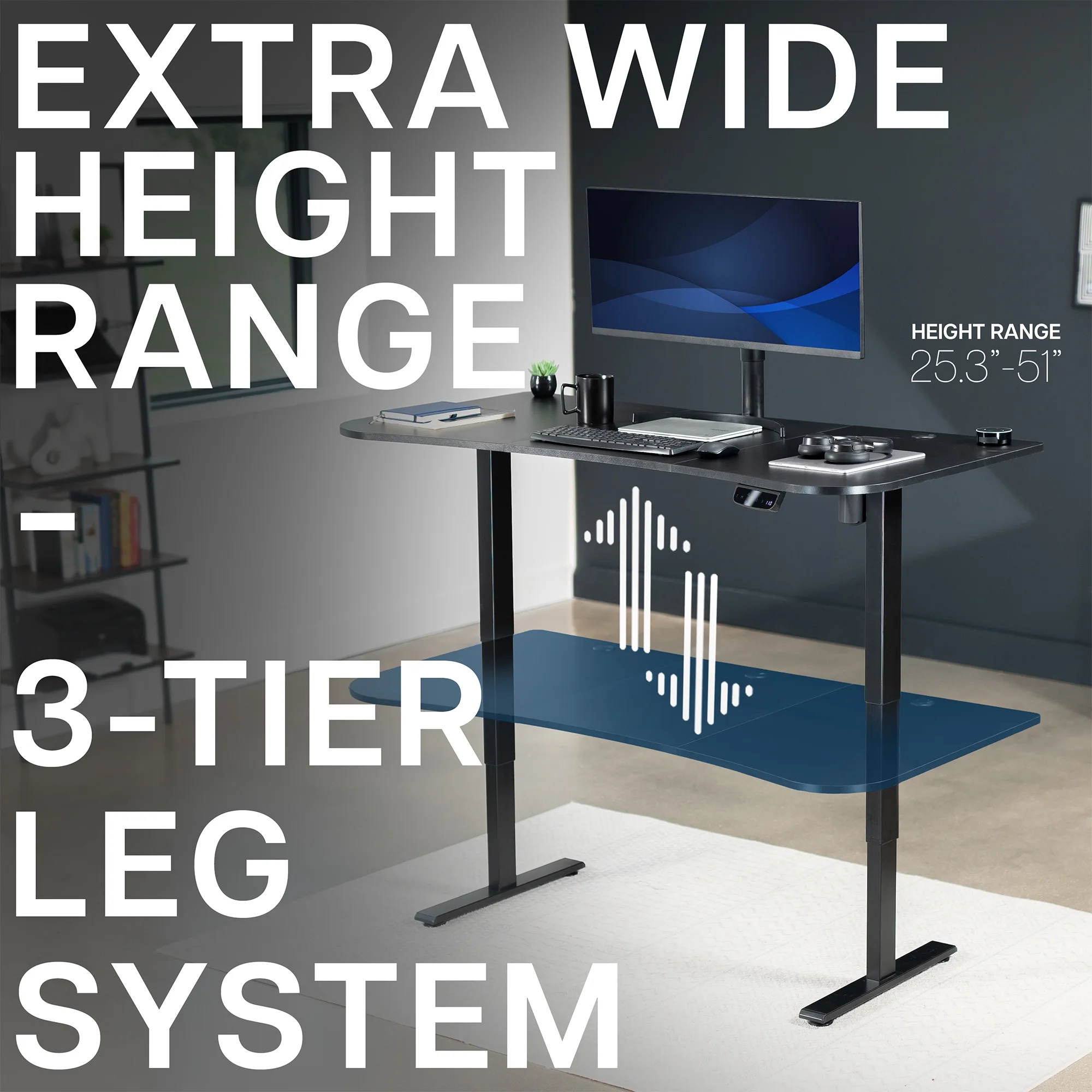 VIVO Reclaimed Wood / Black 63�?x 32�?Electric Height Adjustable Stand Up Desk