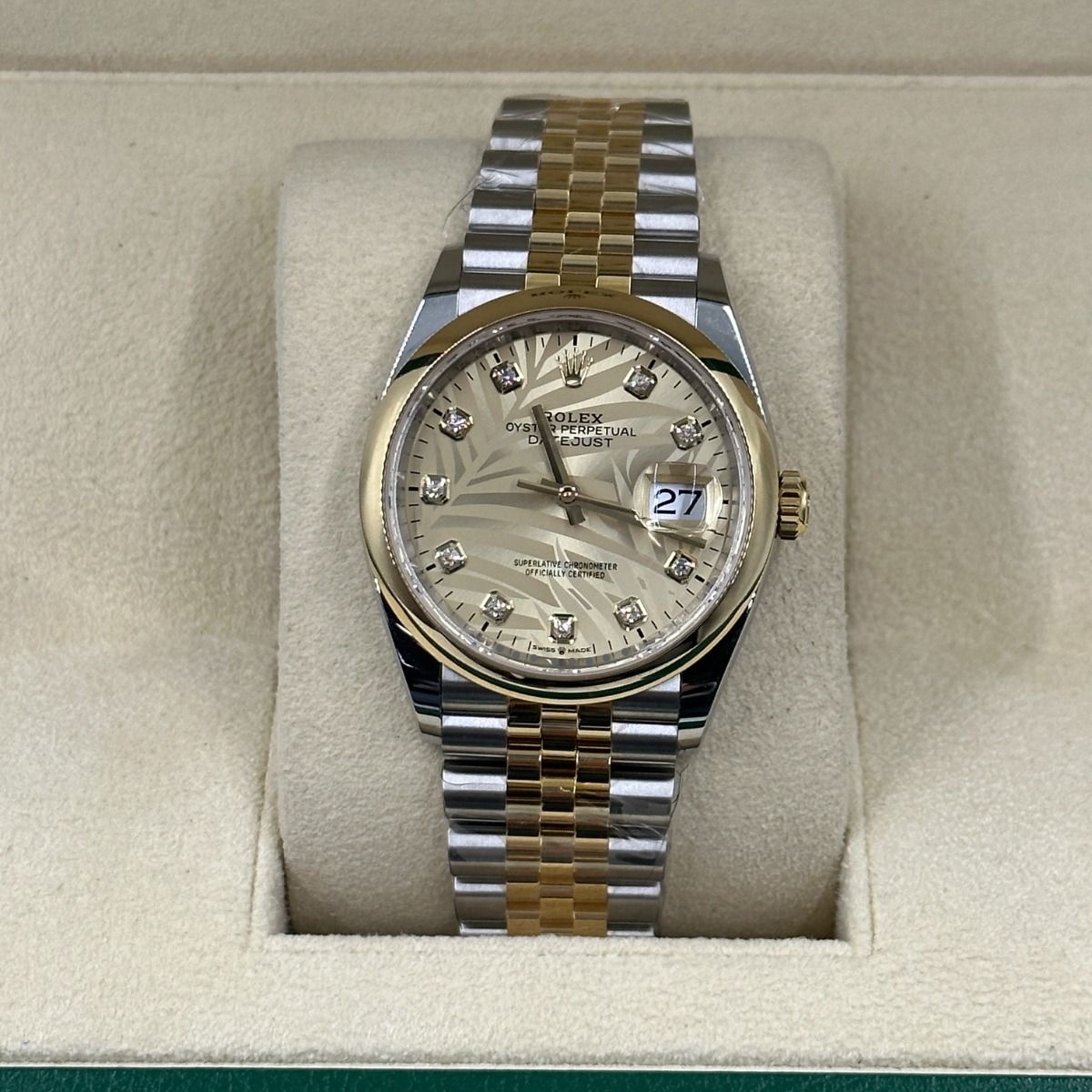 【Super Clone】RLX  Datejust 36mm 126203 Golden Fluted Dial Domed Bezel Oyster Bracelet