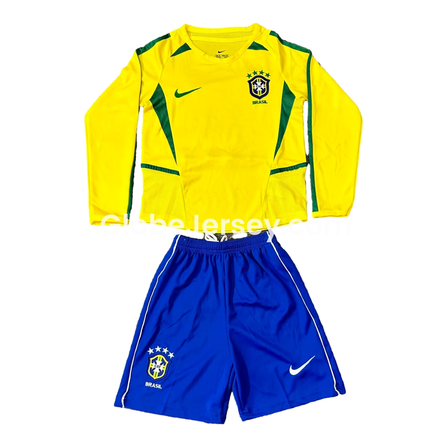 Retro Brazil 2002 Home Long Sleeves Kids Kit