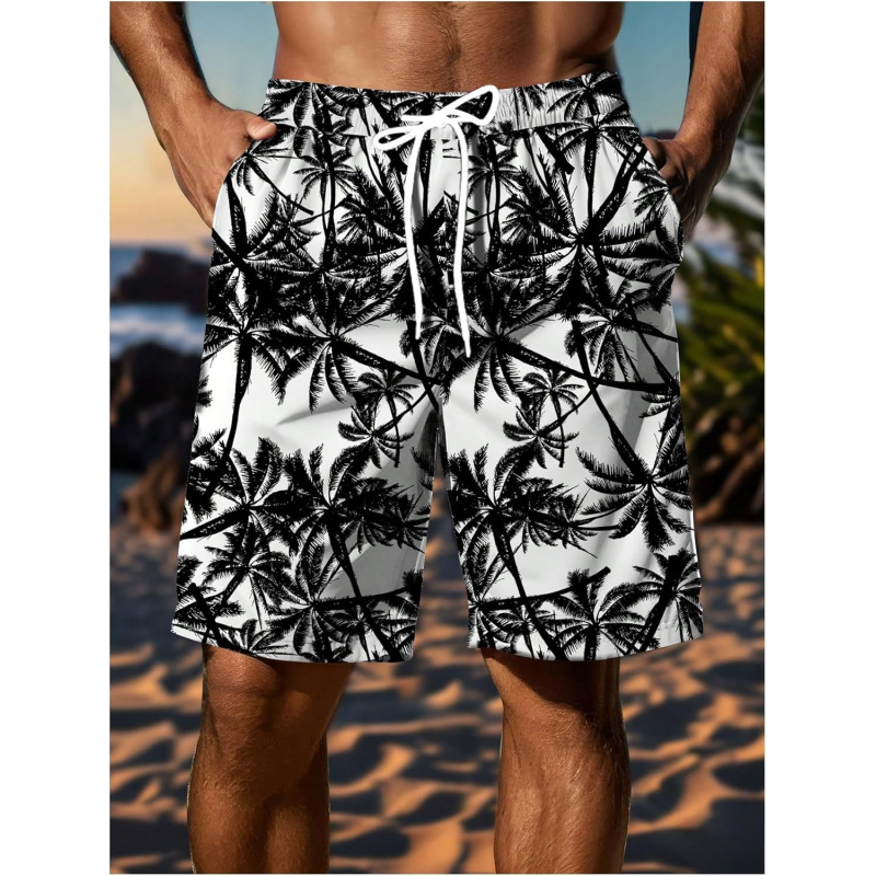 Men's Beach Shorts Tropical Print