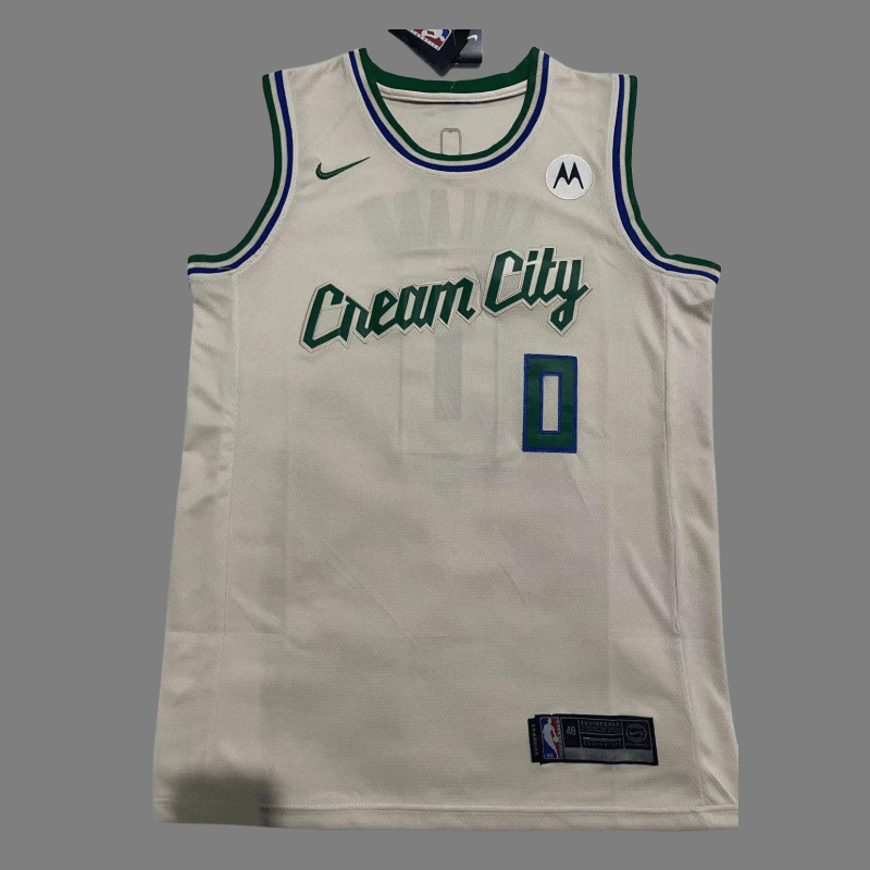 Milwaukee Bucks #0 Damian Lillard Men's Cream Basketball 2023-2024 seasonJersey