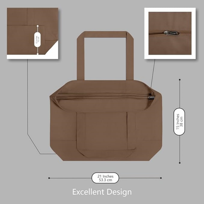 CANVORY 1-Pack Canvas Tote Bag with an External Pocket