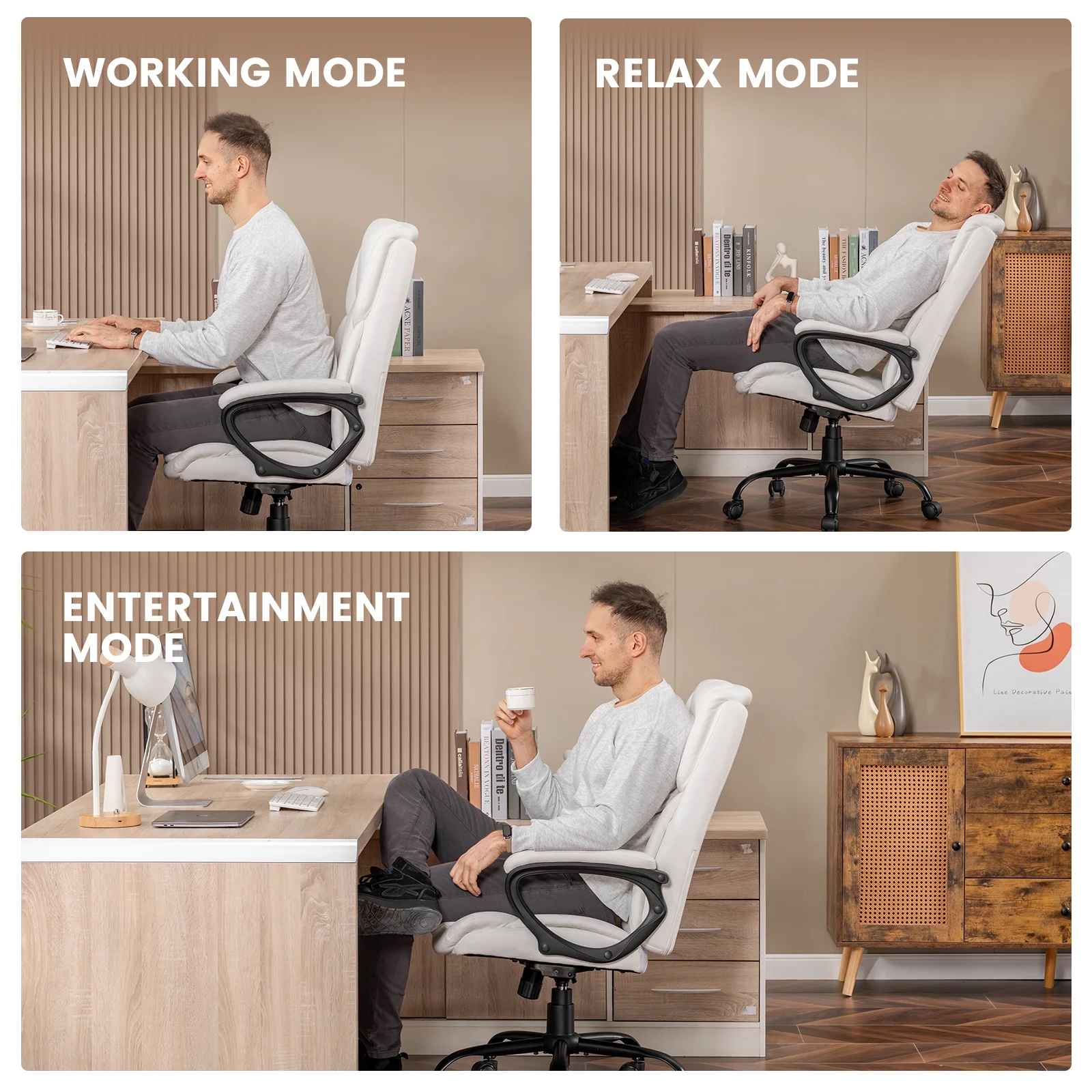 Mainstays Executive Ergonomic High Back Leather Home Office Desk Chair, Black