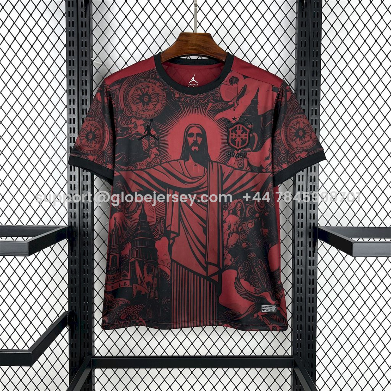 Brazil 25-26 Jordan Black Jesus Statue Red Special Jersey - Fans Version