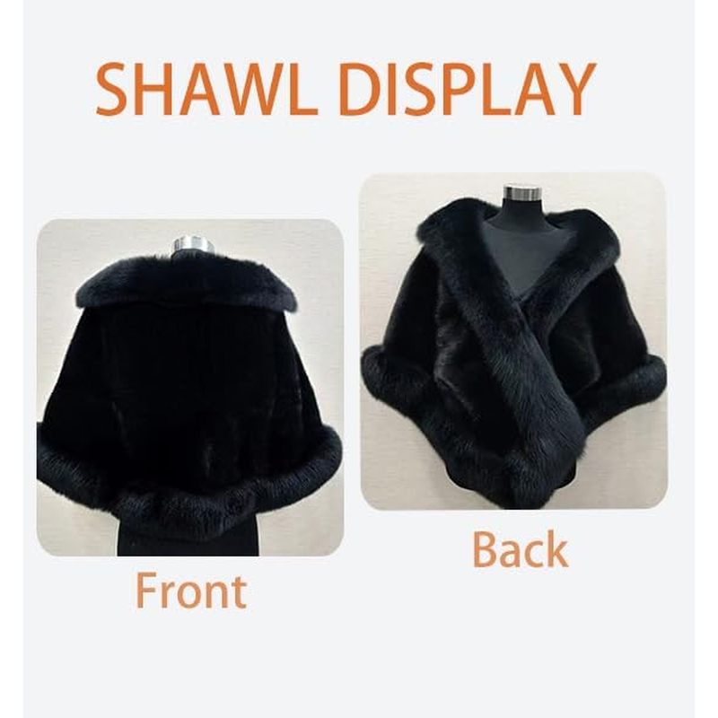 Women's Faux Fur Shawl Luxury Long Shawl Coat