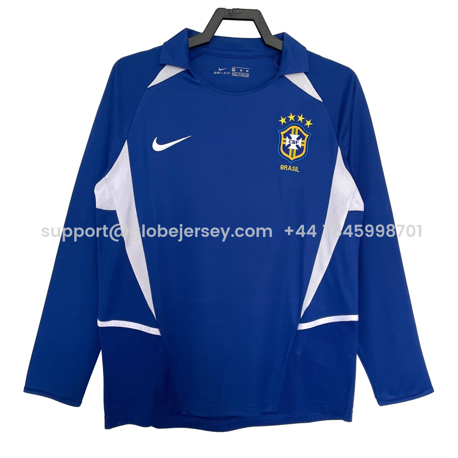 Retro Brazil 2002 Away Long Sleeves Jersey