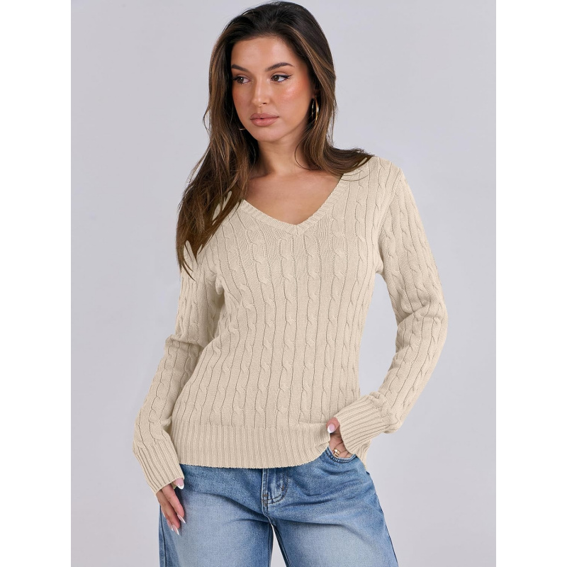 Women's Long Sleeve Cable Knit Sweater