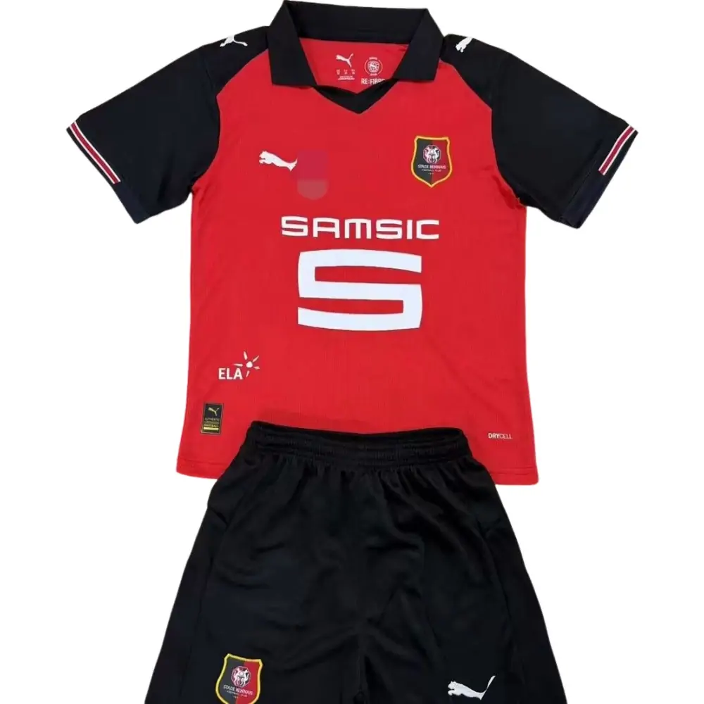2025-26 Stade Rennais Home Kit - Short Sleeve Children's suit Fans Edition