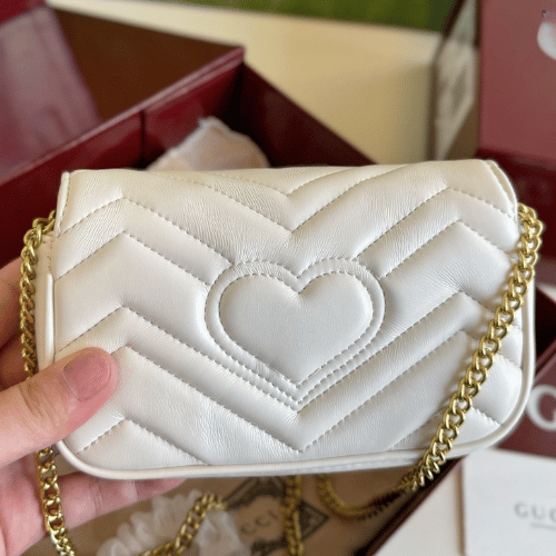 Gucci Gg Marmont Mini Matelassé Shoulder Bag White 6.5 Inches