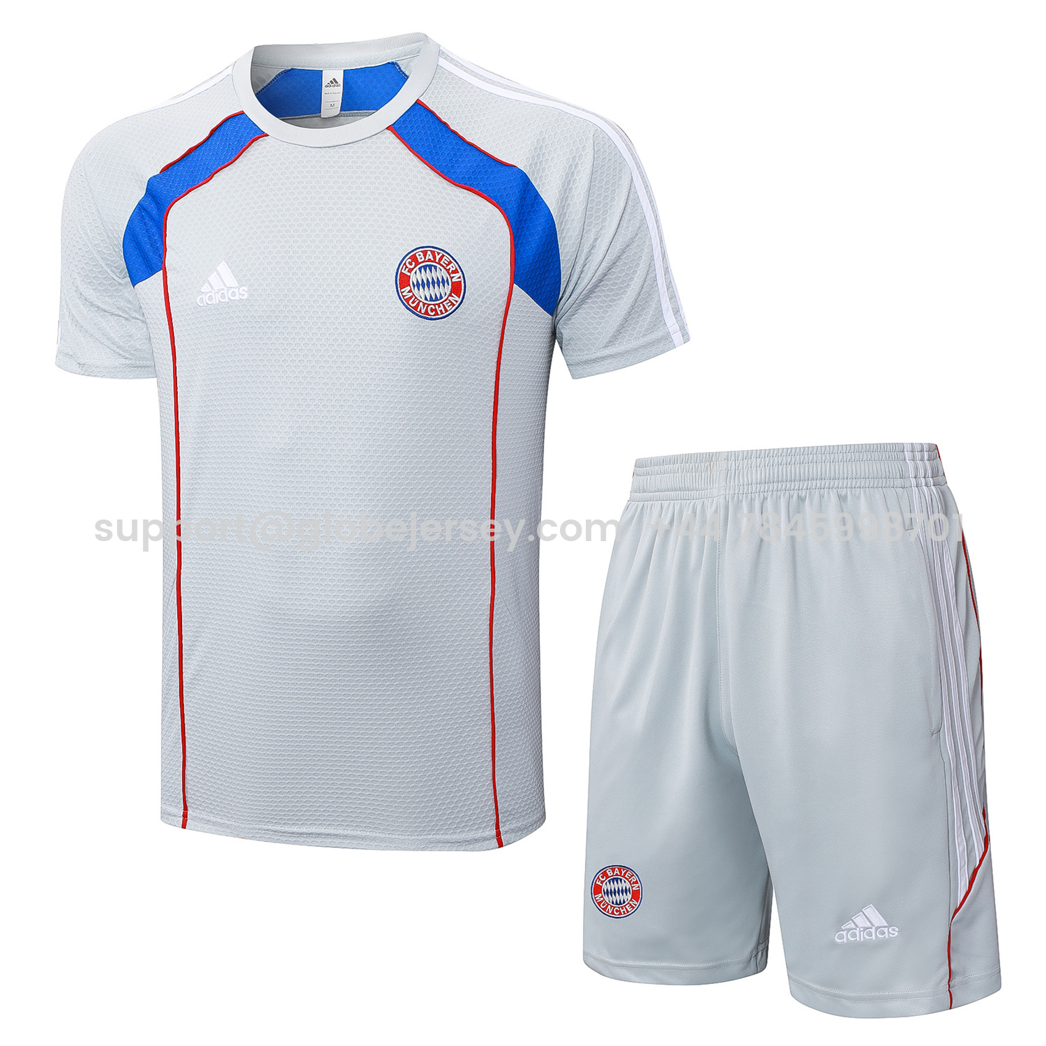 Bayern Munich 25-26 Short-Sleeve Training Set - Grey Throwback Top & Shorts