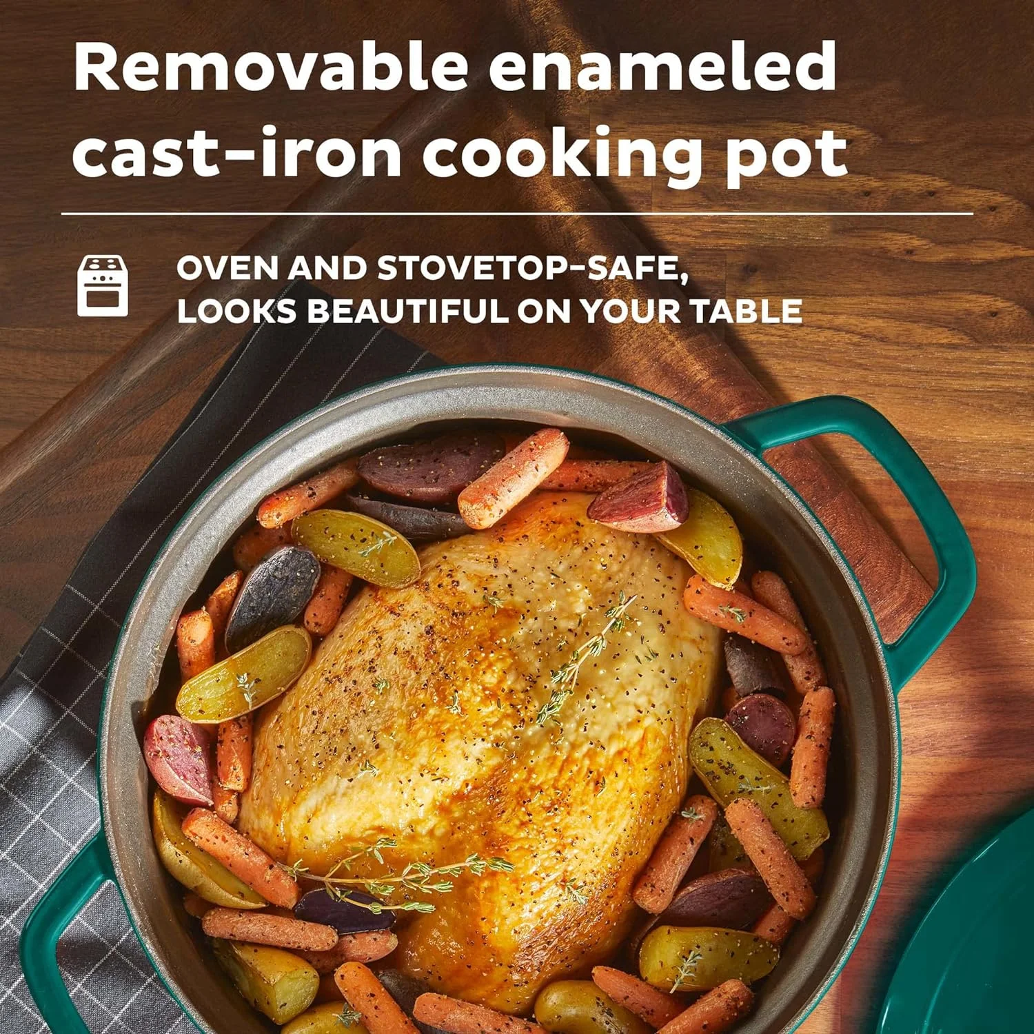 Instant Electric Round Dutch Oven, 6-Quart 1500W, From the Makers of Instant Pot, 5-in-1: Braise, Slow Cook, Sear/Saut��, Cooking Pan, Food Warmer, Enameled Cast Iron, Included Recipe Book, Green