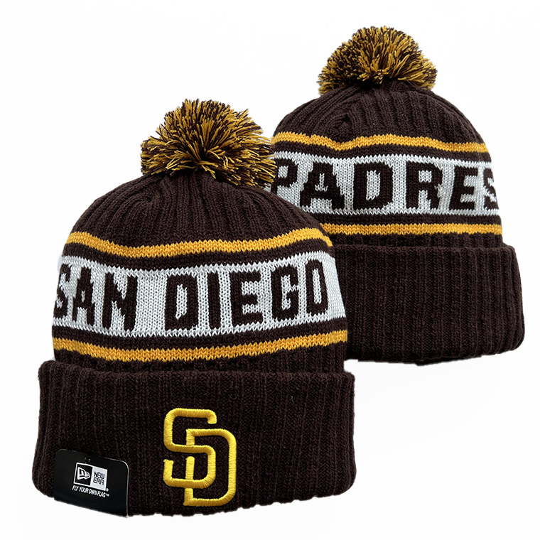 New Era San Diego Padres Brown Marl Cuffed Knit Hat with Pom