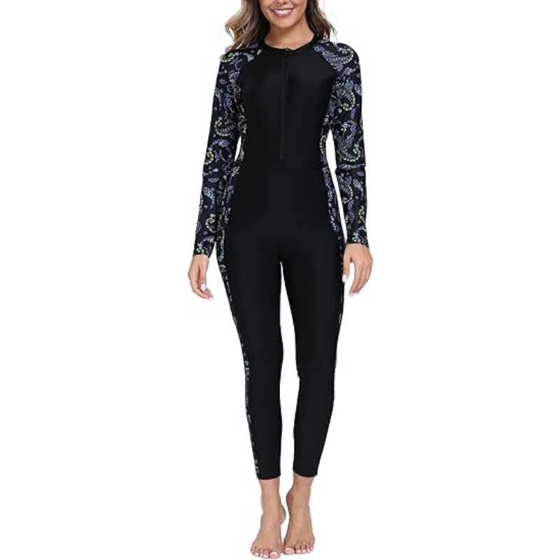 Women's Long Sleeve Full Body One Piece Rash Guard Swimsuit