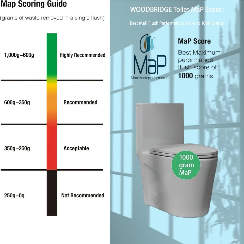 Spaco 1.1/1.6 GPF Dual Flush One-Piece Toilet, Button on Tank top S-trap 12 inches, Elongated Bowl with Soft Close Seat, Water-Saving MAP 1000g, Comfort Chair Seat ADA Height, Light Gray