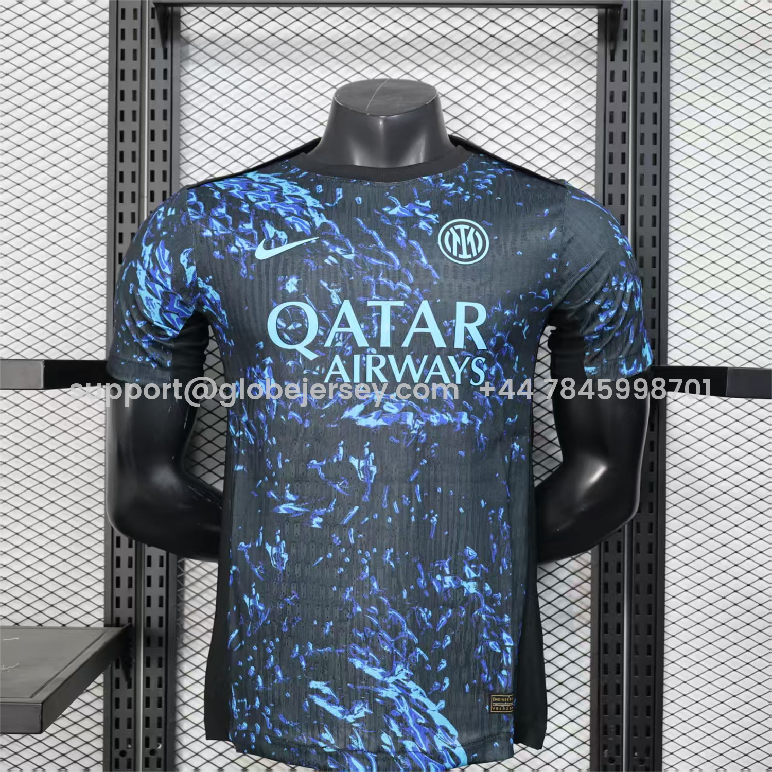 Inter Milan 25-26 Pre-Match Training Jersey Black Blue - Player Version