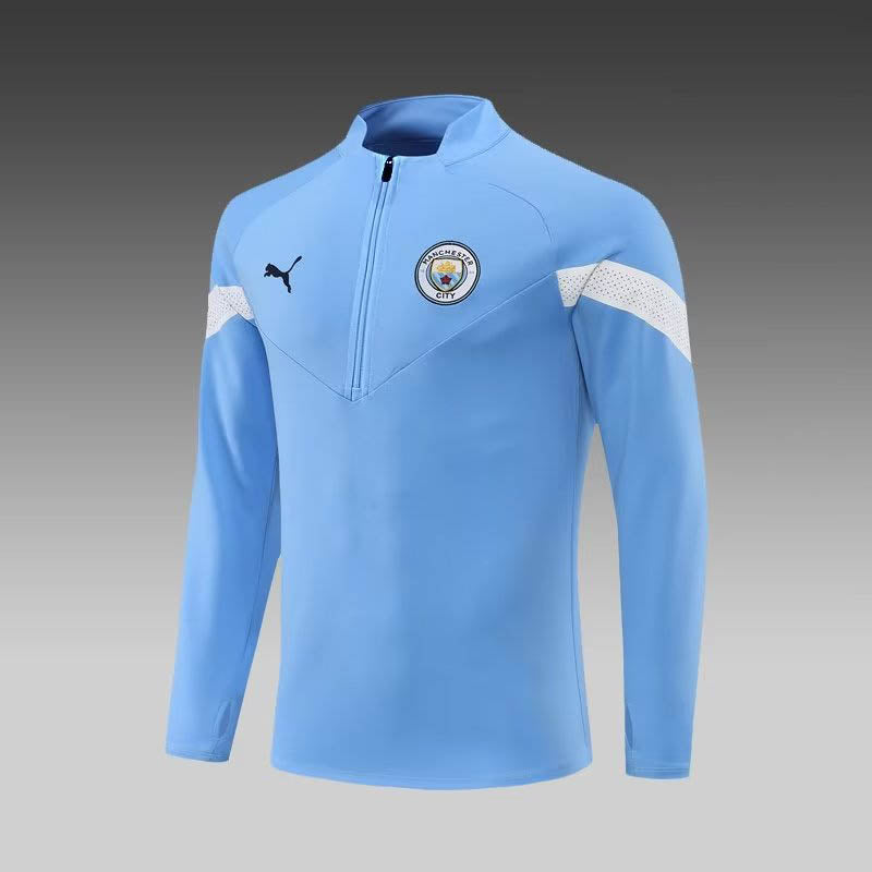 2022/2023 Manchester City Half-Pull Training Suit Blue Football Shirt 1:1 Thai Quality