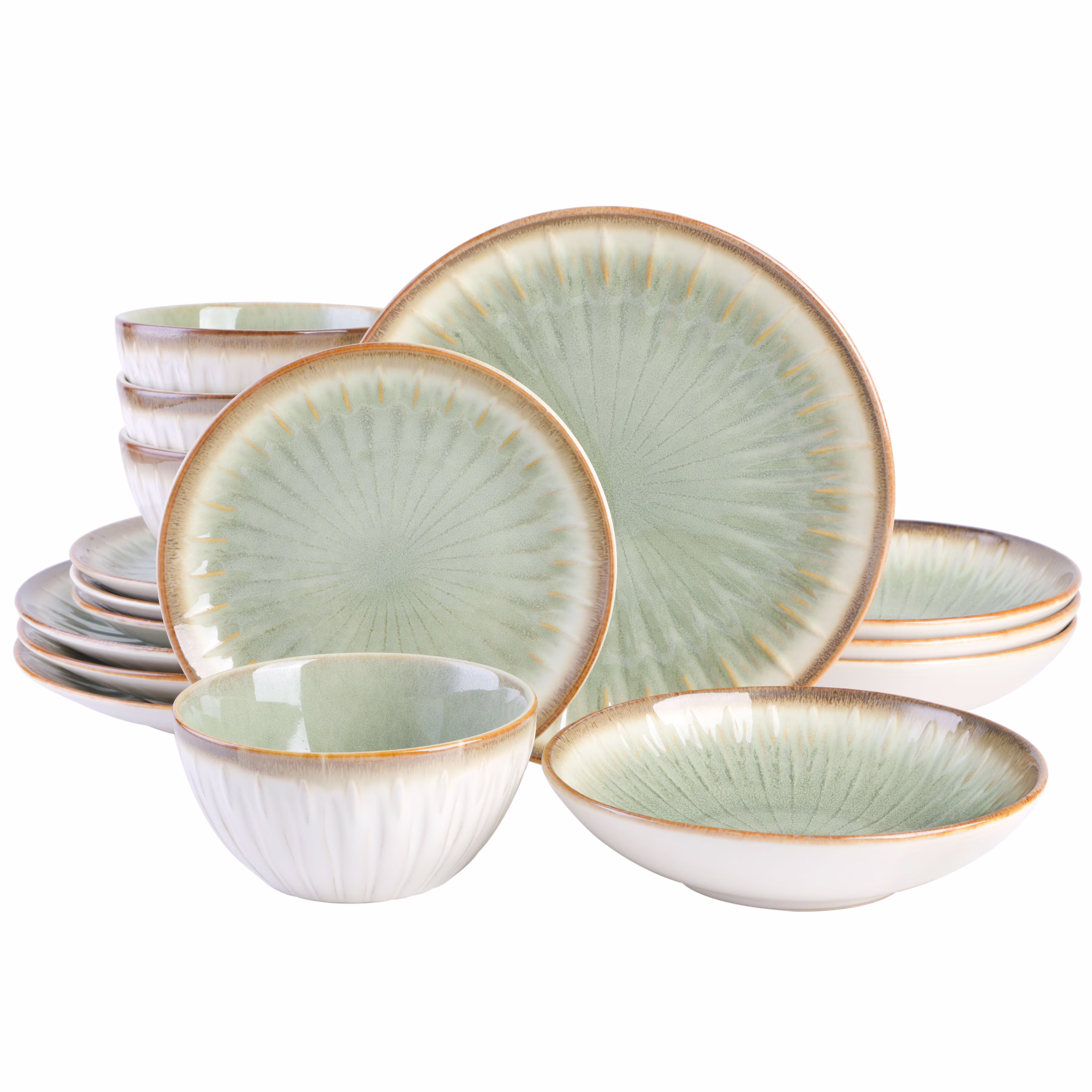 Gibson Elite Mayfair Bay 16 Piece Double Bowl Embossed Reactive Dinnerware a?? Blue