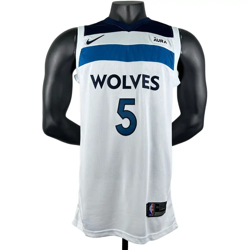 Embroidery Timberwolves White No. 5 Edwards