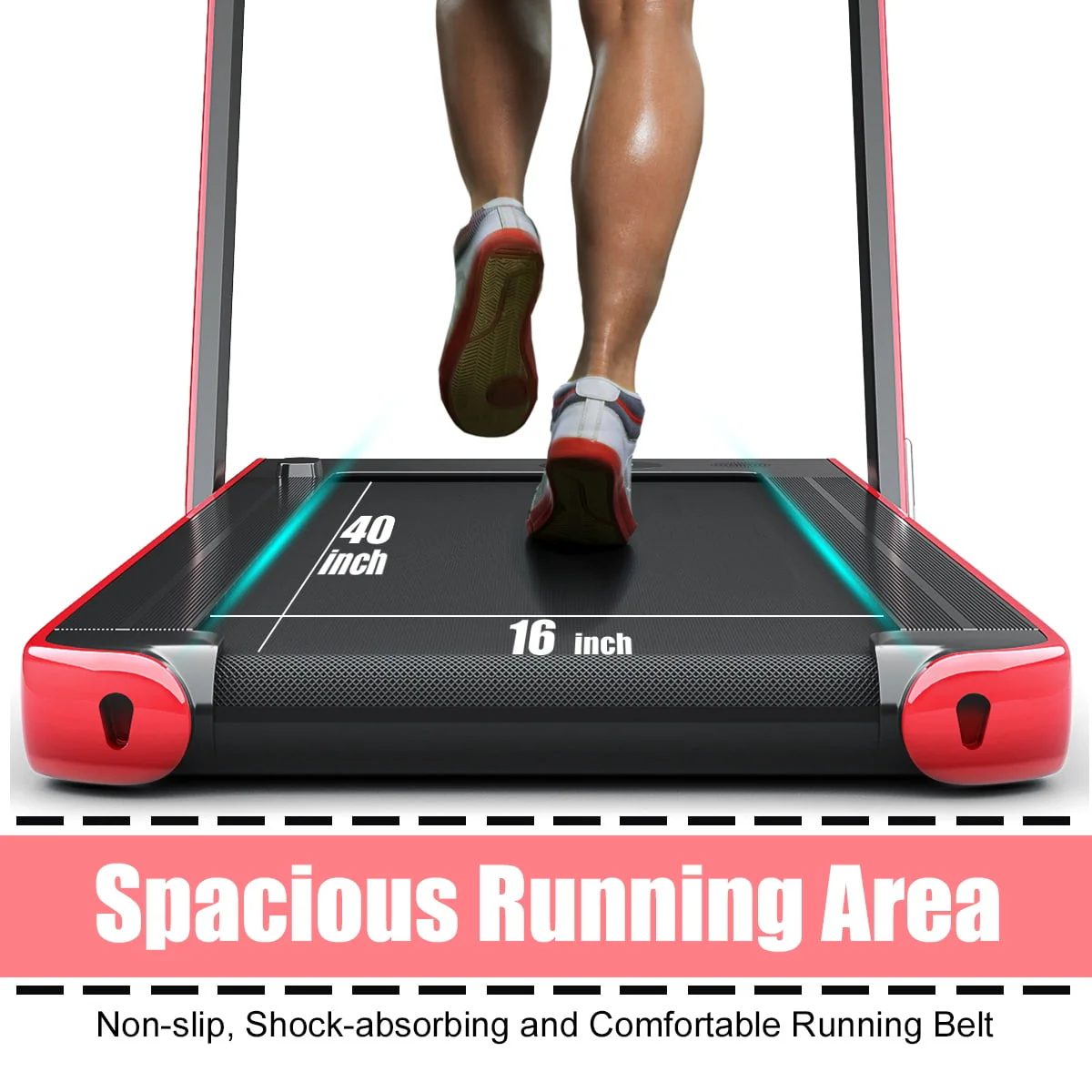 Gymax Motorized Treadmill Folding Under Desk Electric Treadmill W/APP Red