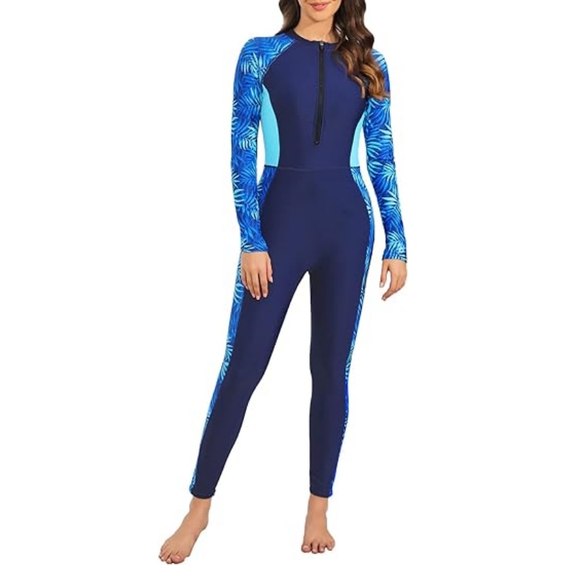 Women's Long Sleeve Full Body One Piece Rash Guard Swimsuit