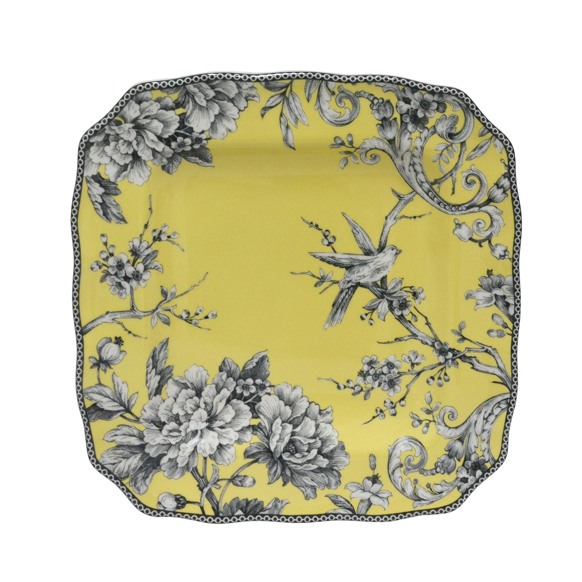 222 Fifth Adelaide Round 16-Piece Porcelain Dinnerware Set, Black Toile