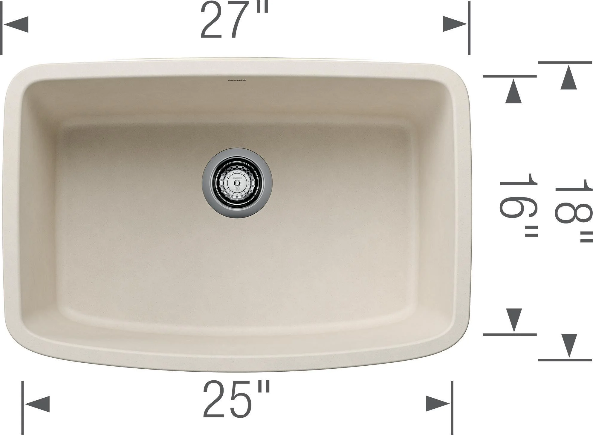 Blanco 443090 27 in. Valea Silgranti Single Bowl Undermount Kitchen Sink - Soft White