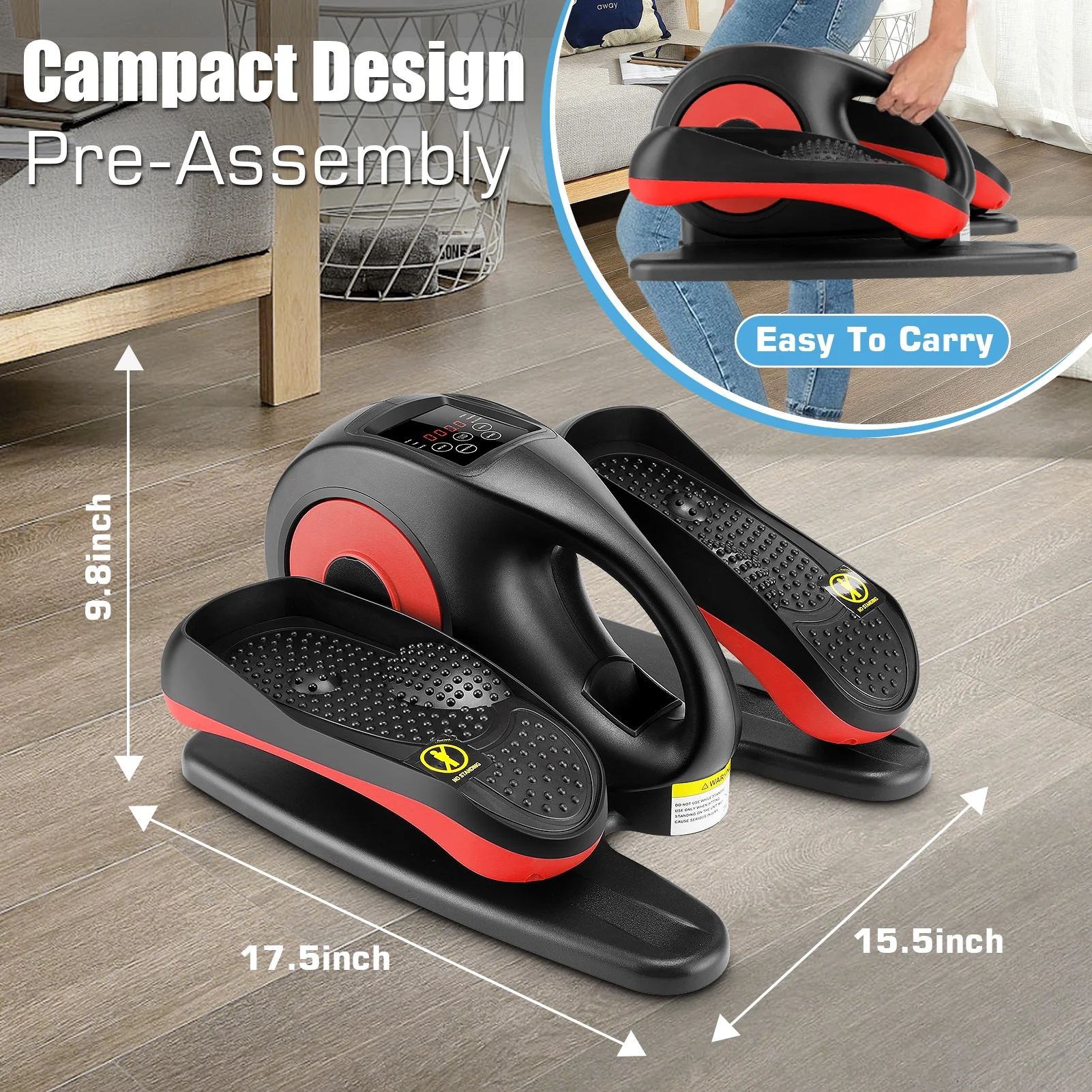 Elliptical Machine, Under Desk Elliptical with Remote Control, Quiet Home Ellipse Exerciser for Seniors