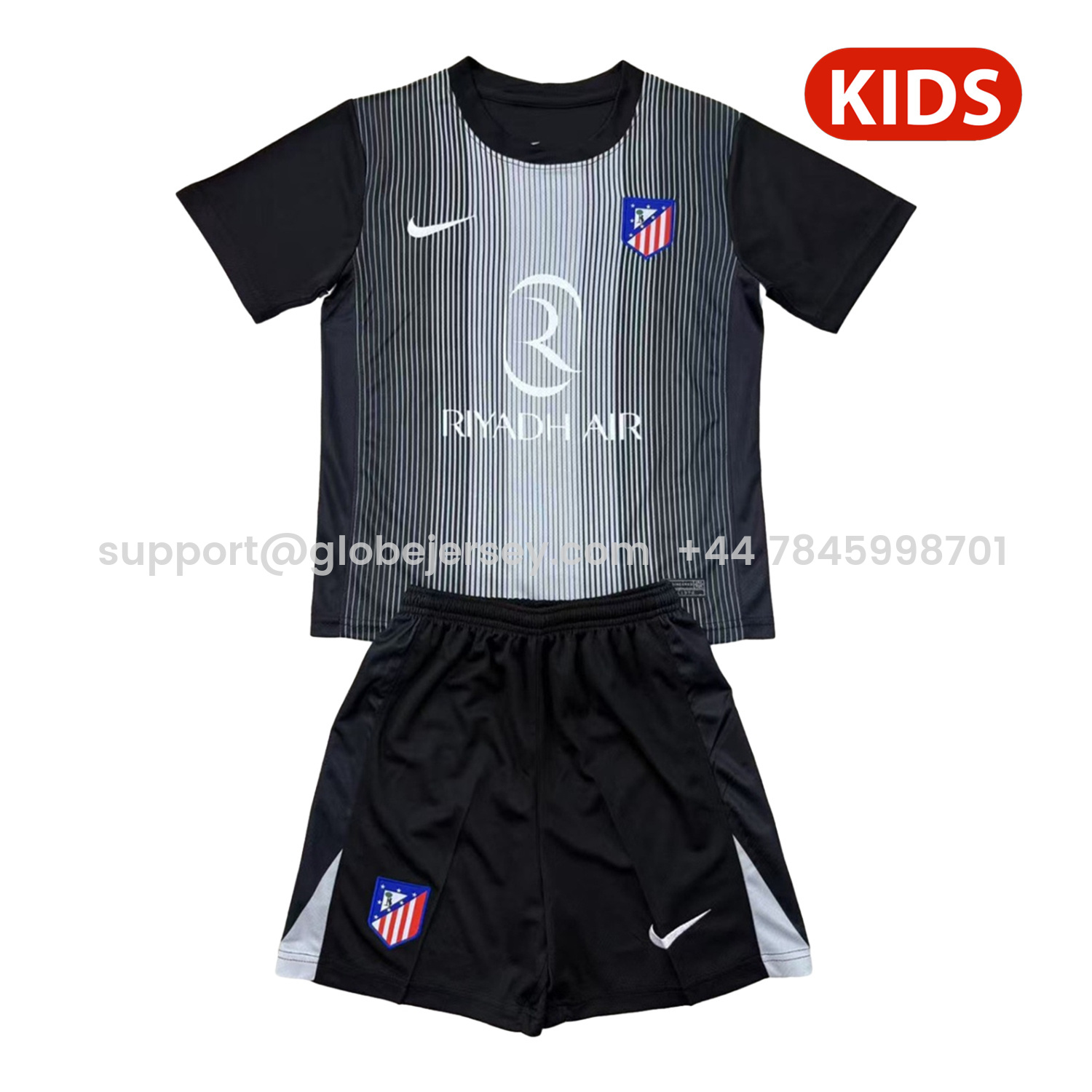 Atletico Madrid 25-26 Black Goalkeeper Kids Kit