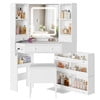 Makeup Vanity Desk with Lighted Mirror and Drawers, Vanity Desk Table Dressing Table with Charging Station & Lights for Bedroom, Black