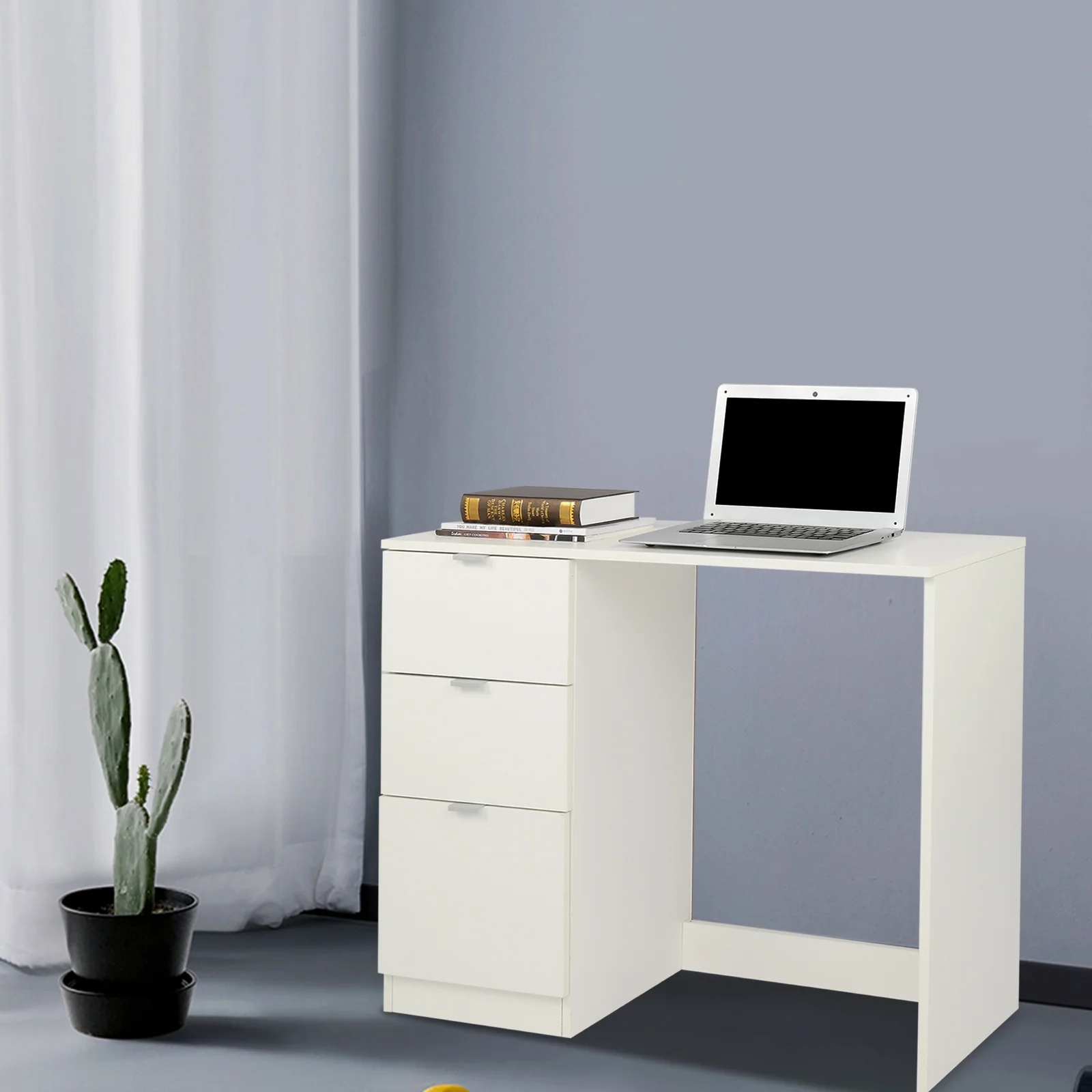Ktaxon Vanity Set with 3 Color Lighted Mirror, Makeup Table with 6 Drawers, Dressing Table Makeup Desk with Stool,White