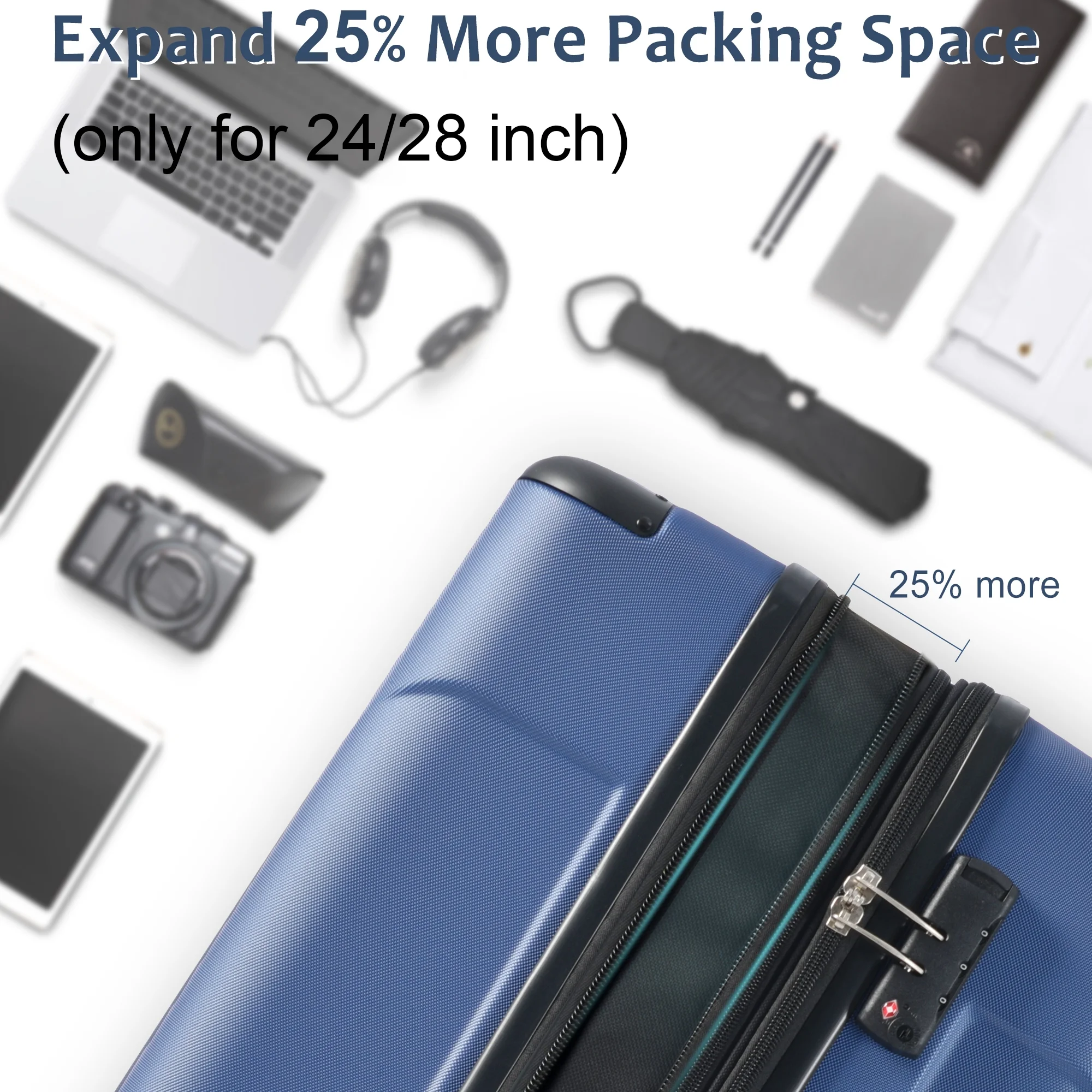 Luggage Sets 3 Piece, Expandable Hard shell ABS Suitcases with Double Spinner, Travel luggage Set