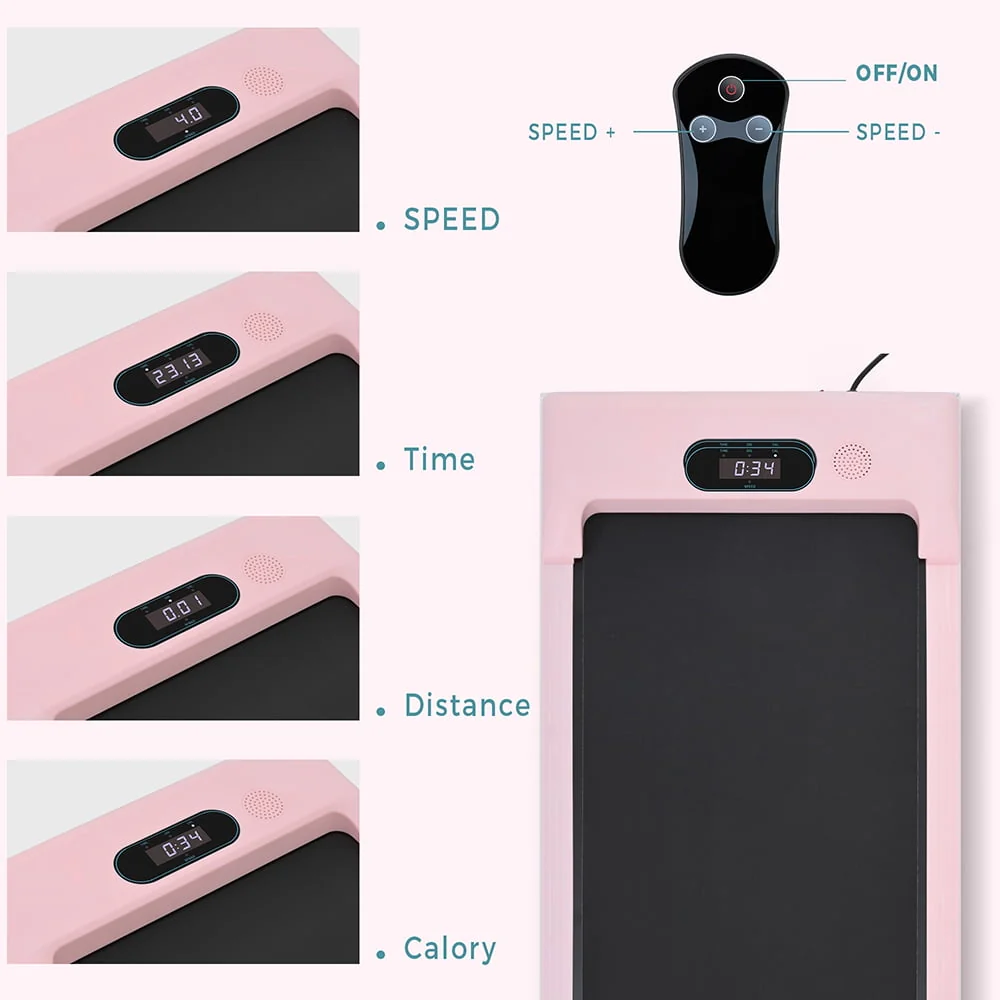 Merax Under Desk Treadmill 2.5HP Portable Walking Pad Desk Treadmill with Walkstation Remote Control, Walking Jogging Running Machine, LED Display for Home Gym Office,Pink