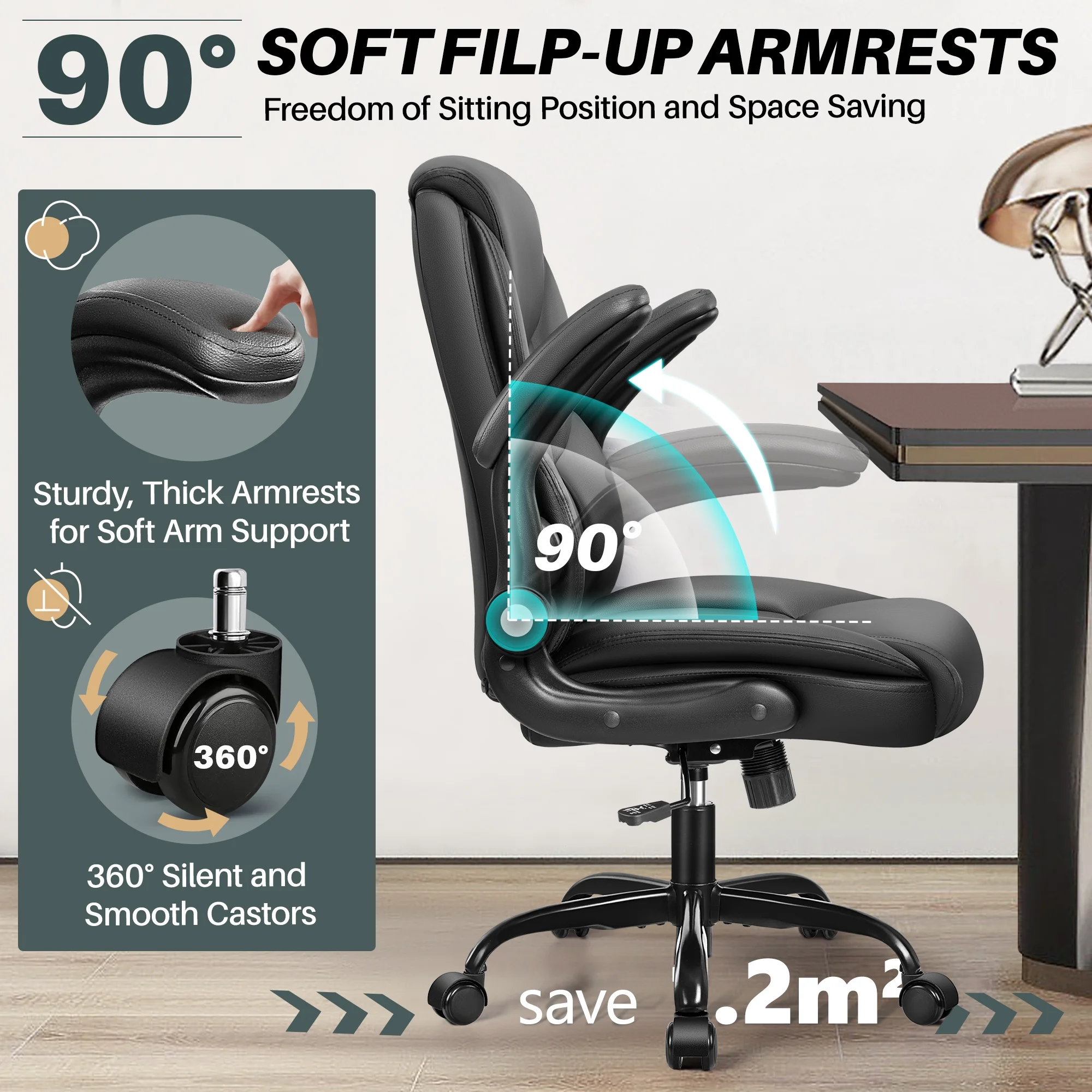 COOLHUT Leather Office Chair, Big and Tall Office Chair 400LBS Wide Seat Ergonomic Computer Desk Chair High Back Executive Leather Chair Adjustable Task Chair Lumbar Back with 8-Year Warranty, Black