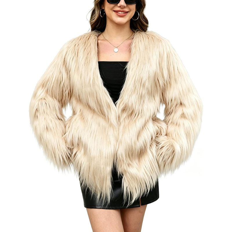 Women's Faux Fur Coat Fluffy Faux Fur Long Jacket