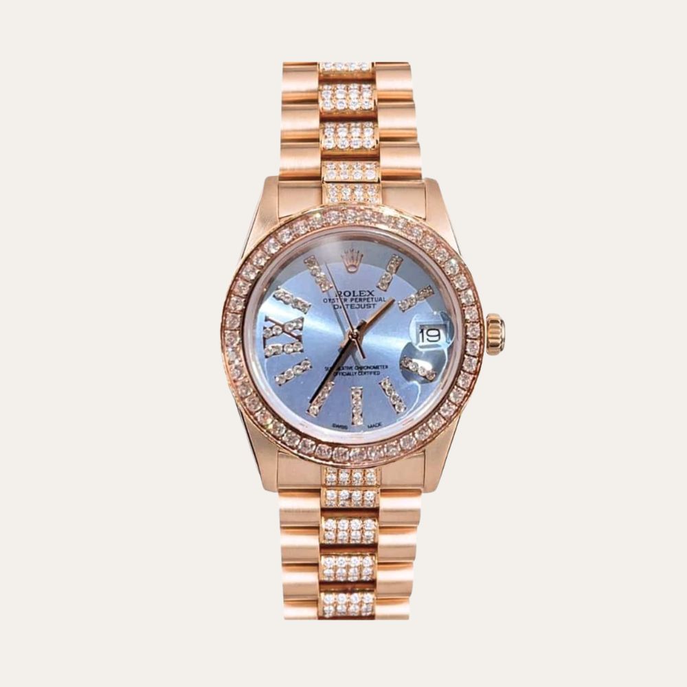 Rolex Datejust Diamond In Rose Gold With Blue Dial 31Mm