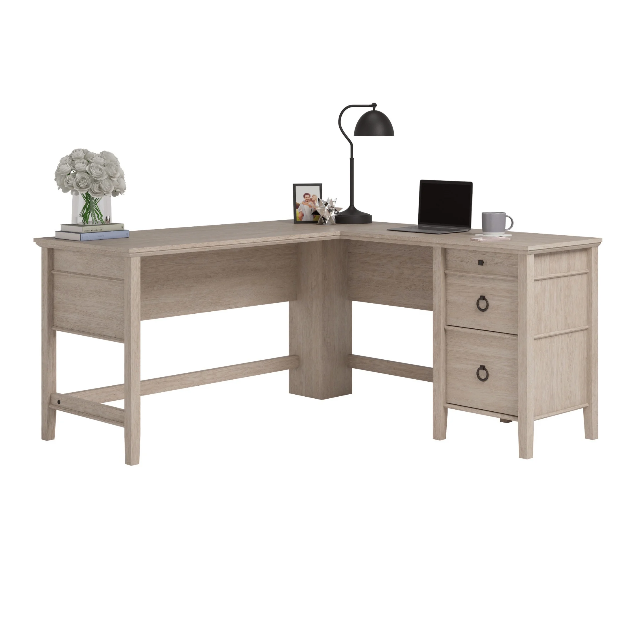 Sauder East Adara L-Shaped Computer Desk, Cascade Oak Finish