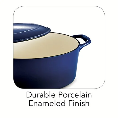 Tramontina Bestow 7-Quart Enameled Cast Iron Oval Dutch Oven with Lid, Gradated Cobalt, Oven-Safe