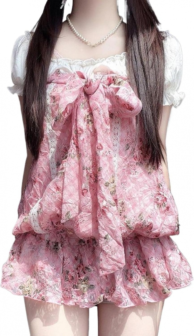Spaghetti Strap Lace Mini Dress 2000s Women Cute Summer
