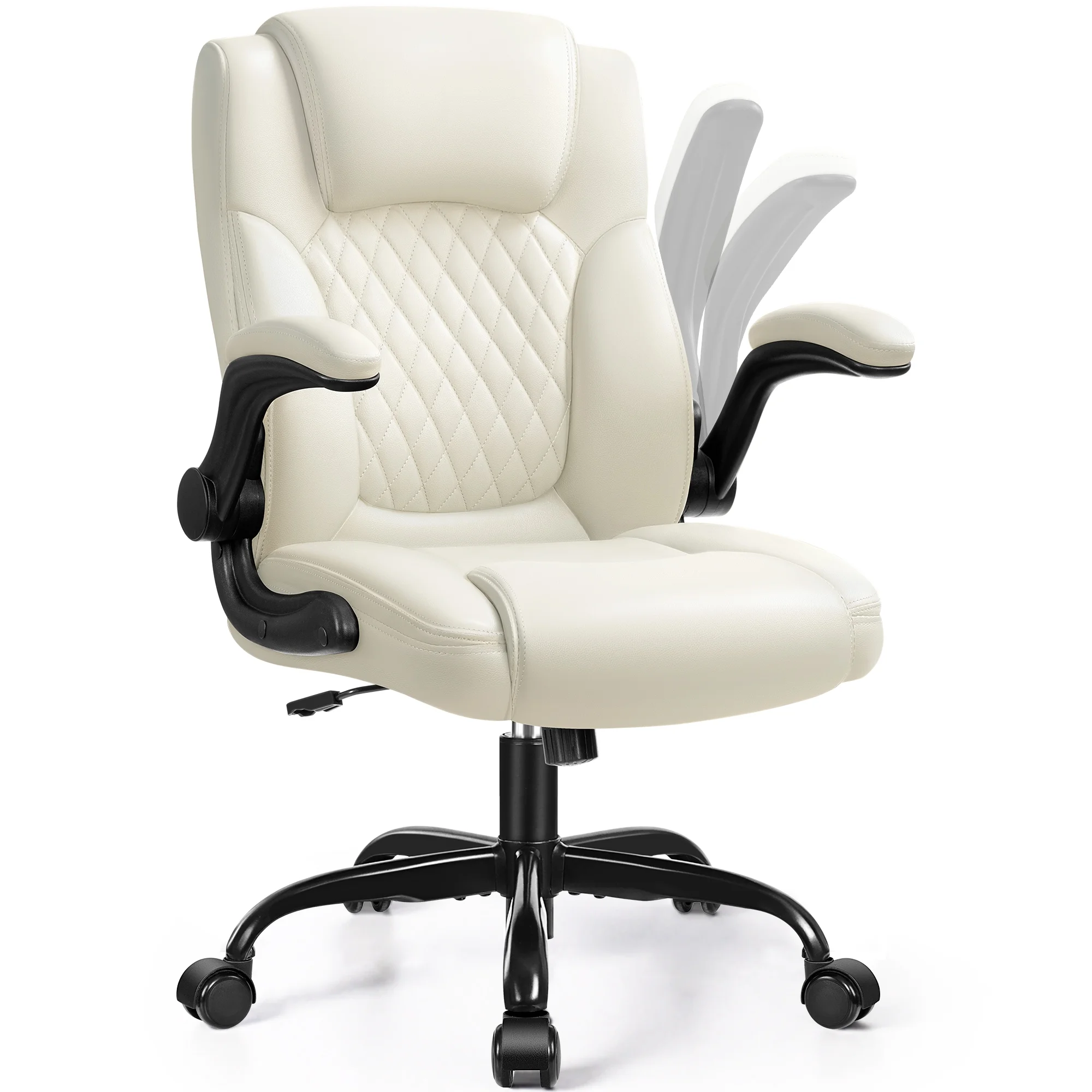 COOLHUT Leather Office Chair, Big and Tall Office Chair 400LBS Wide Seat Ergonomic Computer Desk Chair High Back Executive Leather Chair Adjustable Task Chair Lumbar Back with 8-Year Warranty, Black