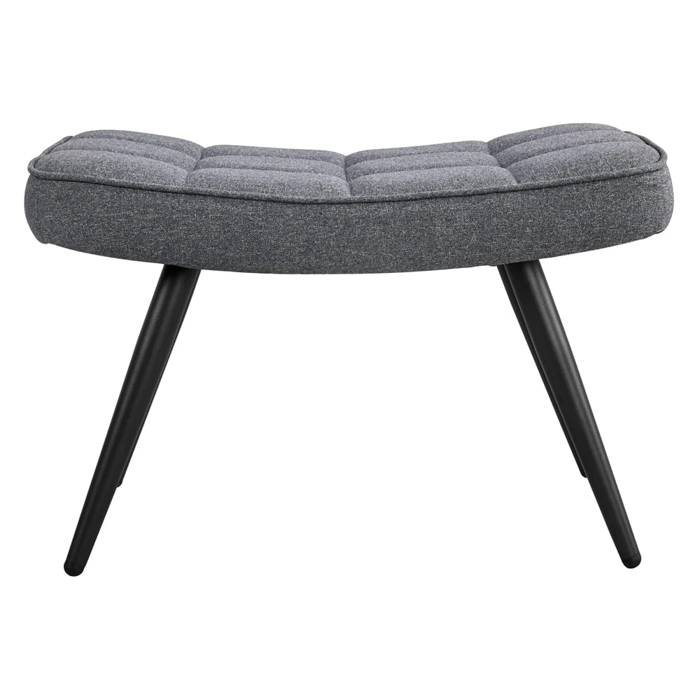 Easyfashion Mid-Century Modern Fabric Wingback Accent Chair with Ottoman, Set of 2, Gray