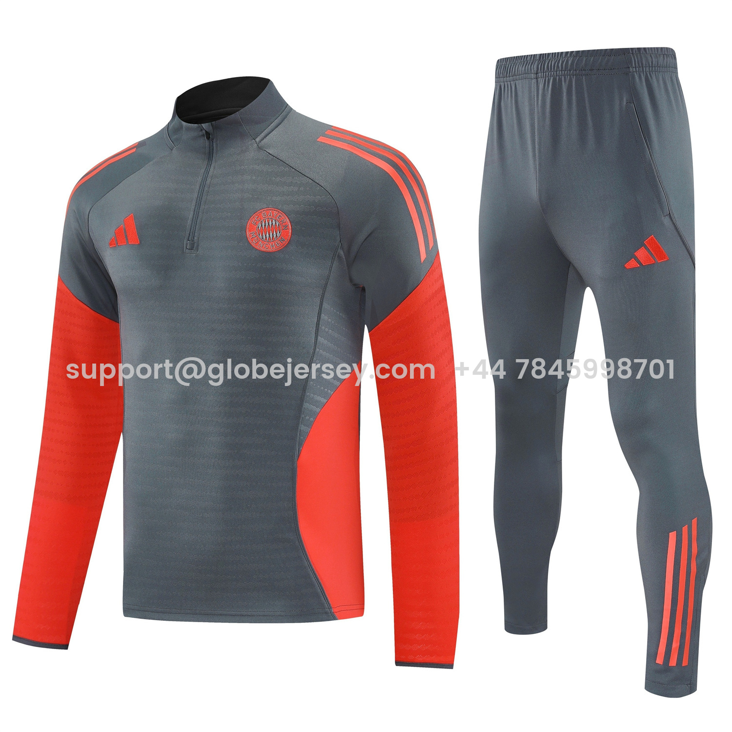 Bayern Munich 25-26 Long Sleeves Training Set - Dark Grey And Red Top & Pants