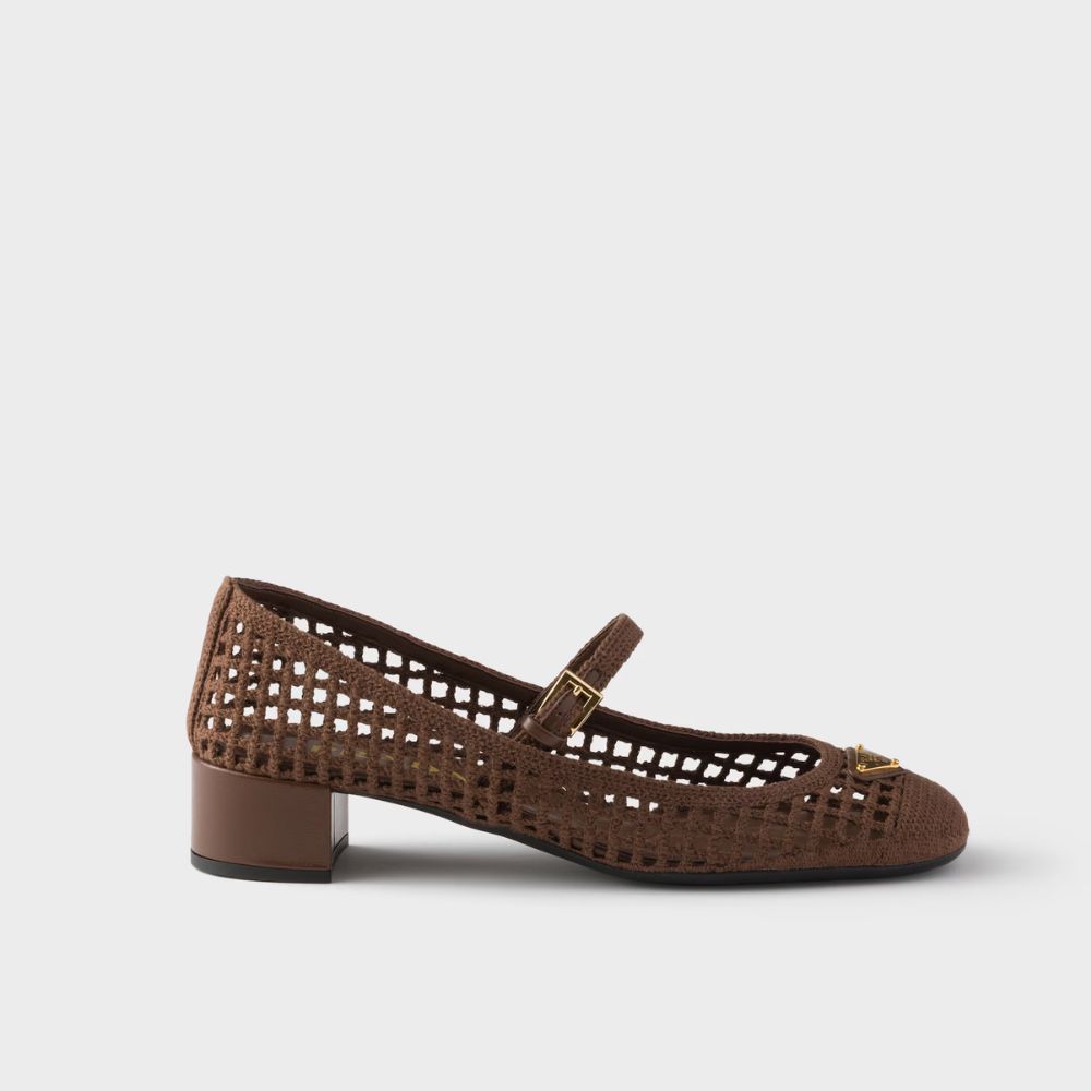 Prada Crochet Pumps Cocoa Brown 35mm
