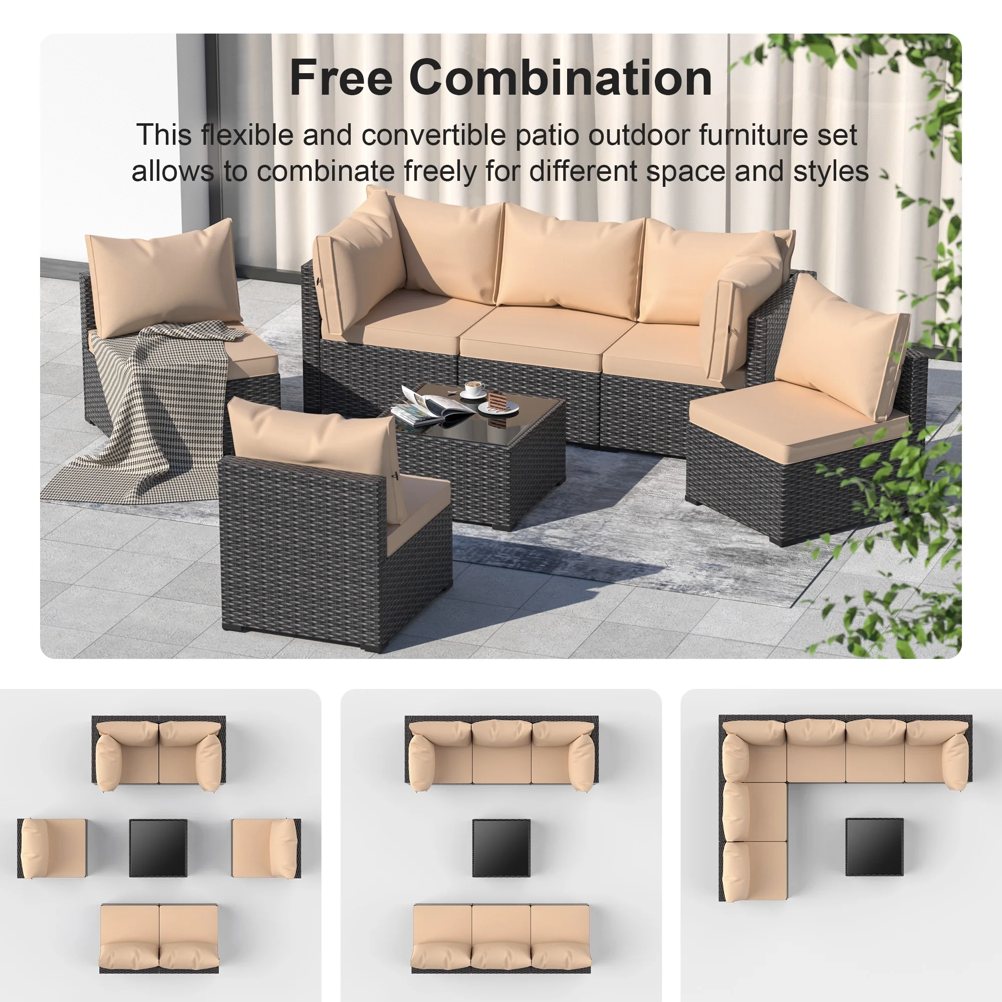 8 Piece Patio Furniture Set with 42