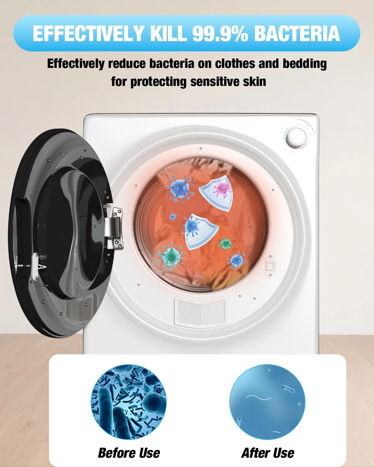 TABU Washer and Dryer Set, 19LBS Fully Automatic Washing Machine & 8.8LBS Clothes Dryer (White&White)