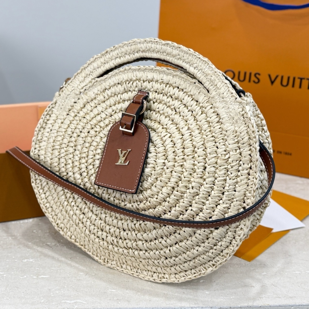 Louis Vuitton Around Me Shoulder Bag Raffia White 11 Inches M25243