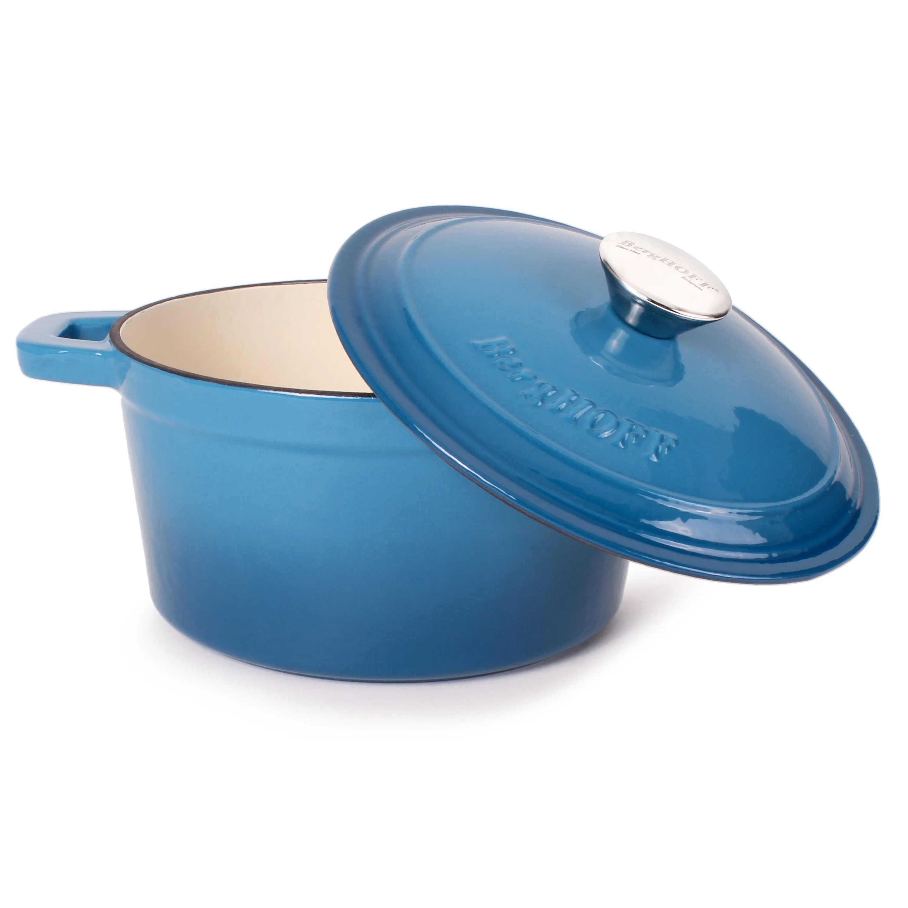 BergHOFF Neo 4Pc Cast Iron Set: 3qt. Covered Dutch Oven & 7qt. Covered Stockpot, Blue