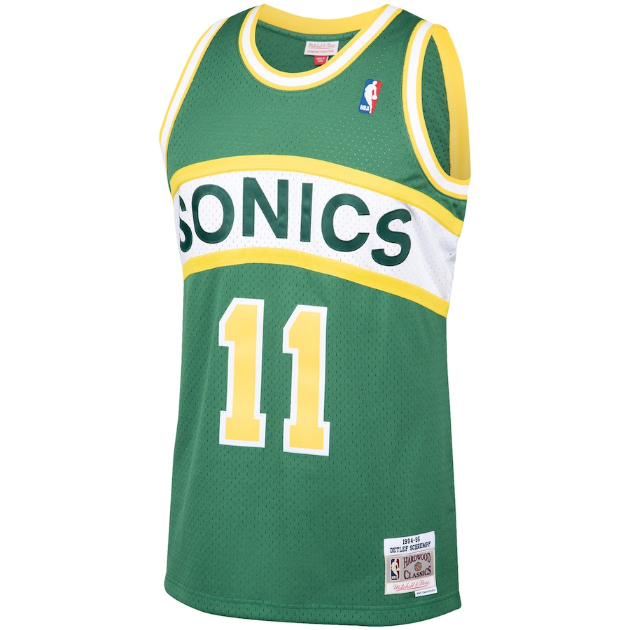 Men's Seattle SuperSonics Detlef Schrempf Mitchell & Ness Green 1994/95 Hardwood Classics Swingman Jersey
