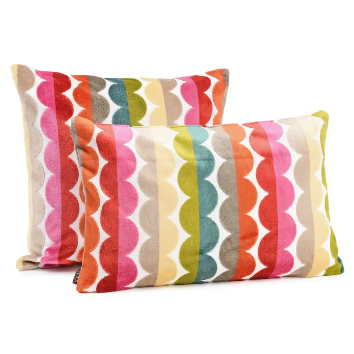 Grace Scalloped Stripe Cut Velvet Throw Pillow