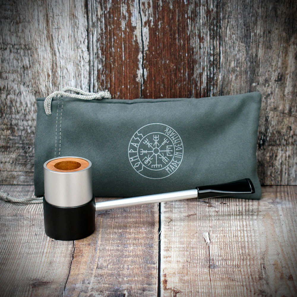 Erik Nording Compass Sailor Aluminium Briar Lined Pipe - Silver