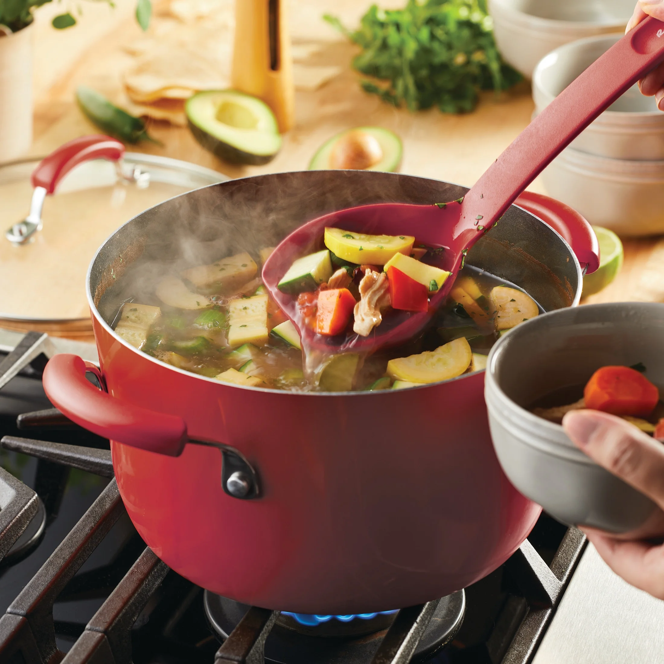 Rachael Ray 15-Piece Nonstick Pots and Pans Set/Cookware Set, Marine Blue
